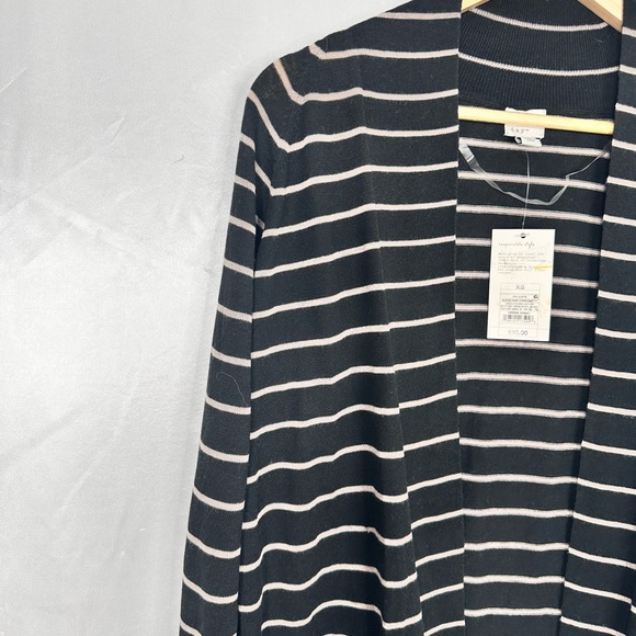 A New Day NWT Long Cardigan Beige & Black Open Front Pockets‎ Sizes Large - Picture 2 of 12